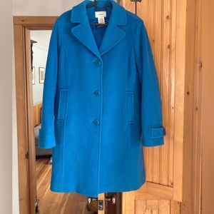 LL.Bean Womens Classic Lambswool Polocoat, Three Quarter, Canary Blue, 12-Reg